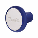 "Trailer" Deluxe Aluminum Screw-On Air Valve Knob w/Stainless Plaque - Indigo Blue