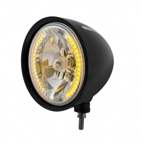 Black "Billet" Style Groove Headlight H4 Bulb w/ 34 Amber LED