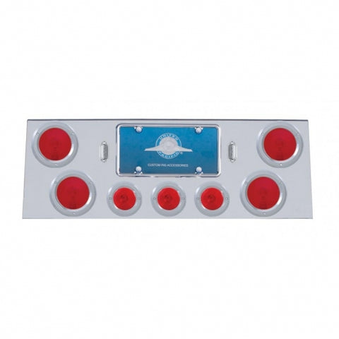 Stainless Rear Center Panel w/ Four 4" Lights & Three 2 1/2" Flat Lights & Bezels