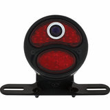 All-Black LED "DUO Lamp" Motorcycle Rear Fender Tail Light, Red LED Lens w/LED Blue Dot, 12 Volt