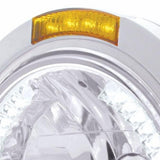 Stainless Steel Bullet Classic Headlight H4 w/ White LED & Dual Mode LED Signal-Amber Lens