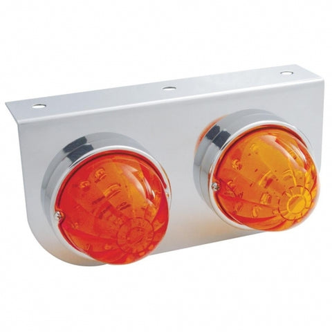 Stainless Light Bracket w/ Two 17 LED Watermelon Lights - Amber LED/Dark Amber Lens