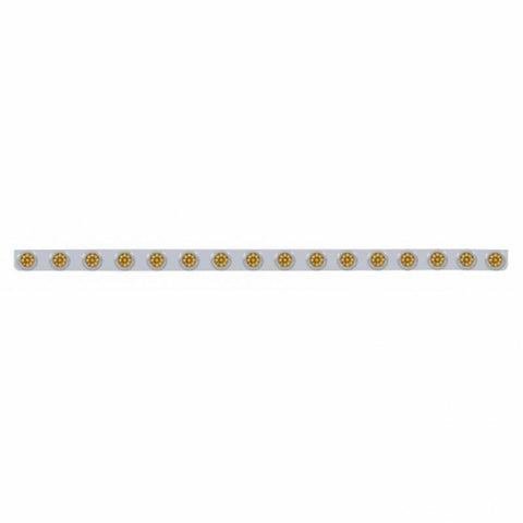79-1/2" SS Bumper Light Bracket w/16X 9 LED 2" Reflector Lights & Bezels -Amber LED & Lens