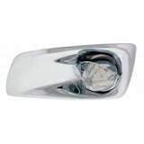 Kenworth T660 Front Bumper Light Bezel w/ 19 LED Watermelon Light & Visor (Driver) - Amber LED/ Clear Lens