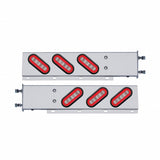 3 3/4" Bolt Pattern Stainless Spring Loaded Light Bar w/ 6 Oval LED "GLO" Light & Grommet - Red LED/Clear Lens