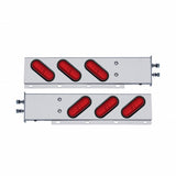 2/12"" Bolt Pattern Stainless Spring Loaded Light Bar w/ 6 Oval LED "GLO" Light & Grommet - Red LED/Red Lens