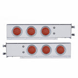 3 3/4" Bolt Pattern Deluxe Stainless Spring Loaded Light Bar w/ Six 12 LED 4" Light & Visors - Red LED/Red Lens