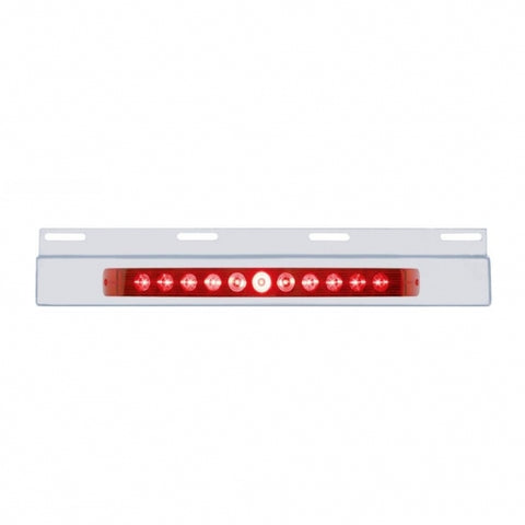 Stainless Top Mud Flap Plate w/ 11 LED 17" Light Bar - Red LED/Red Lens