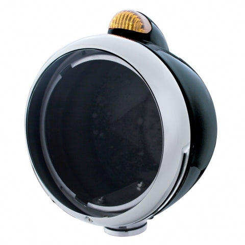 Black Guide 682-C Headlight No Bulb w/ Dual Mode LED Signal - Amber Lens