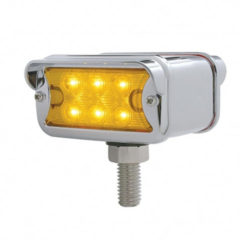 6 LED Dual Function Double Face Light w/ Horizontal Visor - Amber & Red LED/Amber & Red Lens