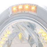 Stainless Steel Bullet Half Moon Headlight H4 w/ Amber LED & Dual Mode LED Signal-Clear Lens
