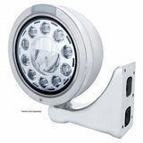 Stainless Bullet Classic Headlight 11 LED Bulb w/ LED Signal - Clear Lens