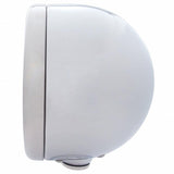 Stainless Steel Classic Half Moon Headlight H4 w/ Amber LED & Signal - Amber Lens