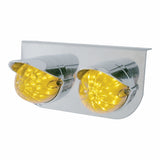 Stainless Light Bracket w/ Two 19 LED Bullet Style Grakon 1000 Lights & Visors - Amber LED/Amber Lens
