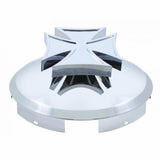 5 Even Notched Chrome Front Hub Cap w/ Iron Cross Spinner - 1" Lip