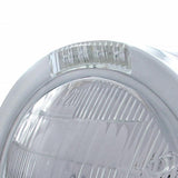 Stainless Steel Bullet Half Moon Headlight 6014 Bulb & LED Turn Signal - Clear Lens