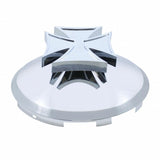 6 Uneven Notched Stainless Front Hub Cap w/ Iron Cross Spinner - 7/16" Lip