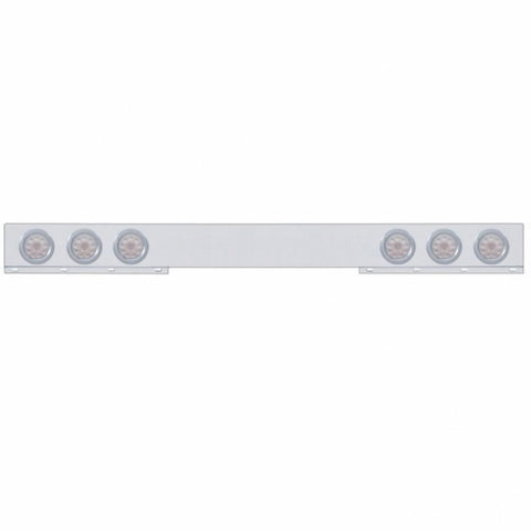 Stainless 1 Piece Rear Light Bar w/ Six 10 LED 4" Lights & Bezels - Red LED/Clear Lens