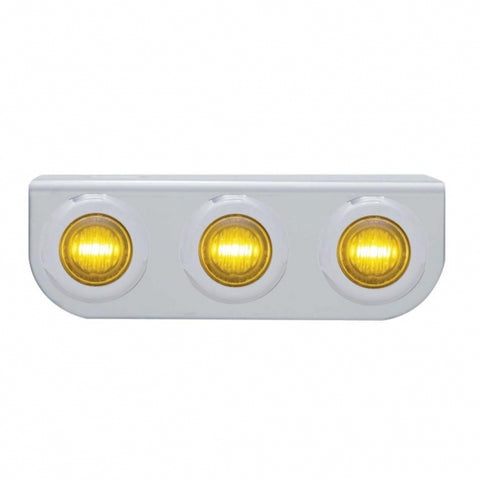 Stainless Light Bracket w/ Three 3 LED Mini Lights - Amber LED/Amber Lens