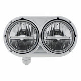 Peterbilt 359 Stainless Dual Headlight w/ 9 LED Bulb & Amber LED Position Light Bar