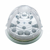 Kenworth T660 Front Bumper Light Bezel w/ 17 LED Reflector Watermelon Light & Visors (Driver) - Amber LED/Clear Lens