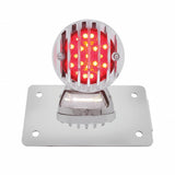 Motorcycle LED "Bobber" Style Horizontal Tail Light w/Chrome Grille Bezel-Red Lens