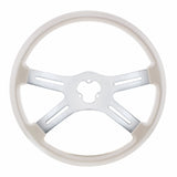 18" Vibrant Color 4 Spoke Steering Wheel - Pearl White