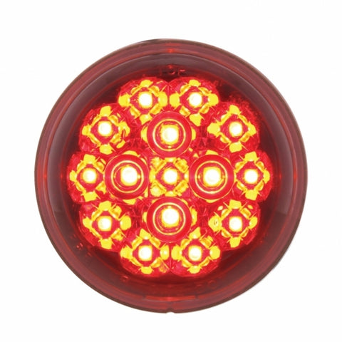 15 LED 2 3/8" Dual Function Harley Signal Light - Red LED/Clear Lens