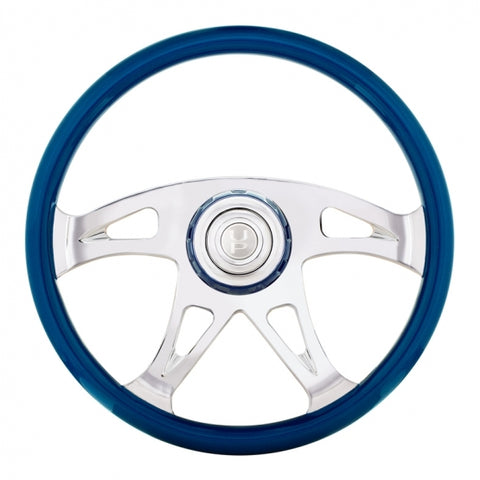 18" Boss Steering Wheel With Color Matching Horn Bezel - Electric Blue