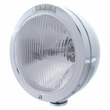 Stainless Steel Bullet Classic Headlight H4 Bulb & LED Turn Signal - Clear Lens