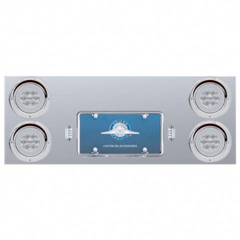Stainless Rear Center Panel w/ Four 21 LED 4" "GLO" Lights & Visors - Red LED/Clear Lens