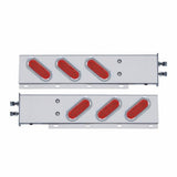 2 1/2" Bolt Pattern Stainless Spring Loaded Light Bar w/ 6 Oval 12 LED Lights & Visors - Red LED/Red Lens