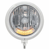 Chrome "Classic" Headlight H4 Bulb w/ 6 Amber LED