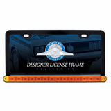 Black License Frame with 14 LED 12" Light Bar - Amber LED/Amber Lens