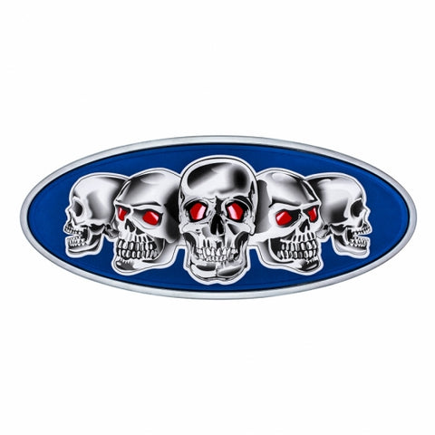 Chrome Die Cast Skull Emblem - Blue
