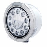 Stainless Bullet Half Moon Headlight 11 LED Bulb & LED Signal - Clear Lens