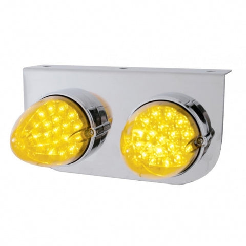 Stainless Light Bracket w/ Two 19 LED Reflector Lights - Amber LED/Amber Lens