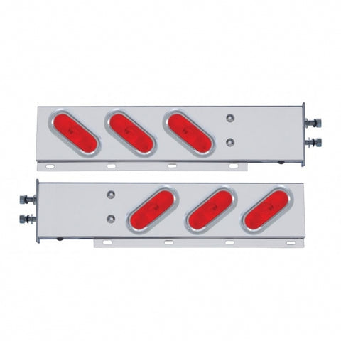 2 1/2" Bolt Pattern Stainless Spring Loaded Light Bar w/ Six Oval Lights & Visors