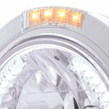 Stainless Steel Bullet Classic Headlight H4 w/ White LED & Dual Mode LED Signal-Clear Lens