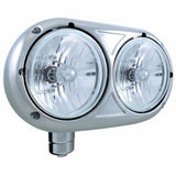 Stainless Peterbilt 359 Style Dual Headlight w/ Crystal Halogen Bulb