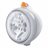 Chrome Guide 682-C Headlight H4 w/ White LED & Original Style LED Signal - Amber Lens