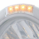 Stainless Steel Bullet Half Moon Headlight H4 w/ 10 Amber LED & Signal - Clear Lens
