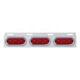 Stainless Top Mud Flap Plate w/ Three 10 LED Lights & Visor - Red LED/Red Lens