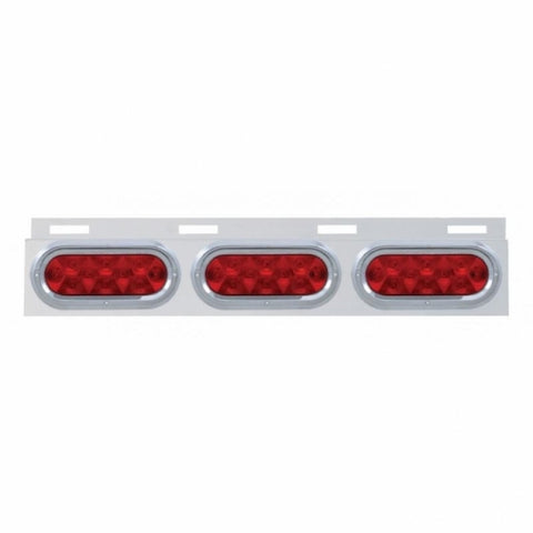 Stainless Top Mud Flap Plate w/ Three 10 LED Lights & Visor - Red LED/Red Lens