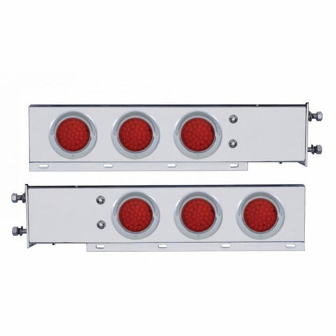 3 3/4" Bolt Pattern Chrome Spring Loaded Light Bar w/ Six 36 LED 4" Lights & Visors - Red LED/Red Lens