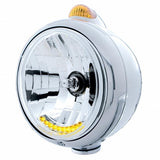 Chrome Guide 682-C Headlight H4 w/ 10 Amber LED & Dual Mode LED Signal - Amber Lens