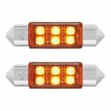 6-SMD High Power LED 6418 / 6461 36 mm Light Bulb - Amber (2 Pack)