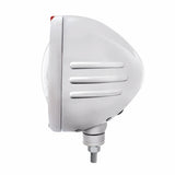 Stainless Steel Classic Embossed Stripe Headlight 5 LED Bulb & Dual Mode LED Signal-Amber Lens