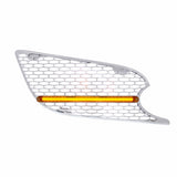 Chrome Air Intake Grille w/ GLO LED Light For 2013+ Peterbilt 579 - Amber LED/Amber Lens