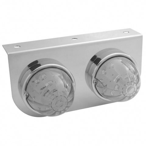 Stainless Light Bracket w/ Two 17 LED Dual Function Watermelon Lights - Red LED/Clear Lens